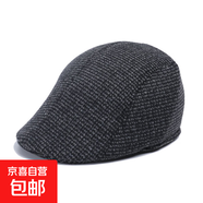 新款時(shí)尚人字貝雷帽男士鴨舌毛呢帽秋冬保暖前進(jìn)帽中老年父親禮品 點(diǎn)點(diǎn)深灰 M (56-58cm)