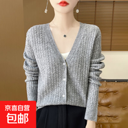 2025新款高級感上衣外搭針織女短外套毛衣/XDPJ02-X ZD-AD3007高級灰 M 85-105斤