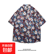 泰國復古印花短袖襯衫百搭潮牌寬松夏威夷風(fēng)沙灘情侶襯衣外套潮流 3125 M