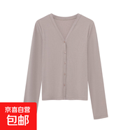 冰絲針織女式風(fēng)琴褶V領(lǐng)開衫女夏季防曬外套 茶棕色 XL