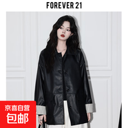 設(shè)計感拼接黑色PU皮外套女巴恩風(fēng)美式寬松休閑夾克時尚女士上衣 黑色 M