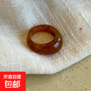 暈染樹脂橢圓幾何戒指韓國復(fù)古個性設(shè)計(jì)氣質(zhì)食指戒小眾高級感指環(huán) 戒指-咖色