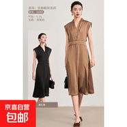 2025原創(chuàng  )設計夏裝仿醋酸雙面段女裝連衣裙66881 墨石黑 XL