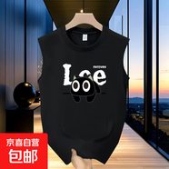 上衣圓領(lǐng)高街男女同款2025潮牌個性爆款短袖無袖背心印花設(shè)計感 黑色 XL 建議115-130斤以內(nèi)穿