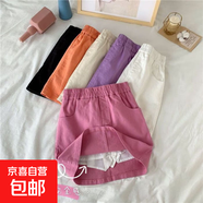 純棉胖MM大碼高腰糖果色2025夏季半身裙女顯瘦休閑A字裙短裙子女 玫紅色【有安全褲】 L L【建議105-115斤】