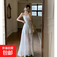 2025新款薄荷綠無(wú)袖吊帶連衣裙女春秋海邊度假風(fēng)穿搭收腰絕美長(cháng)裙 白色 M 【建議100-110斤】