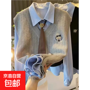 無袖針織馬甲女2025秋季新款V領(lǐng)學(xué)生學(xué)院風(fēng)疊穿套頭馬夾坎肩上衣 1606駝色 M  【建議96斤-110斤】