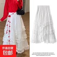 MAXILU休閑2025新款韓版時(shí)尚松緊腰蕾絲清新半身裙女甜美超仙長(cháng)裙 白色 3XL