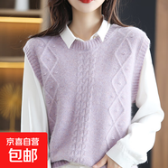 毛衣馬甲女背心春秋2025新款針織衫無(wú)袖坎肩鏤空百搭上衣短款馬夾 2034紫色 XL 【建議120斤-135斤】
