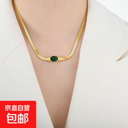 新款時(shí)尚輕奢顯氣質(zhì)綠色鈦鋼時(shí)尚項鏈鎖骨鏈短款百搭氣質(zhì)蛇骨鏈女 綠色 項鏈