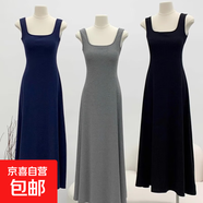2025新款純預吊帶連衣裙設計氣質(zhì)收腰包臀連衣裙女彈力針織長(cháng)裙女 灰色 2XL