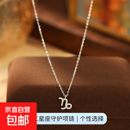 跨境新品S925銀十二星座項鏈女立體符文輕奢鑲鉆設計感鎖骨鏈頸鏈 【白金色-摩羯座】 無(wú)規格