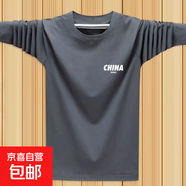 春秋新款長(zhǎng)袖T恤男潮流印花大碼休閑百搭帥氣體恤青年秋衣打底-SL 【一件裝】深灰色 L 【建議80-95斤】