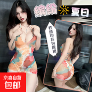 豐乳肥臀蜜桃成熟系列性感誘惑情趣內衣 繽紛夏日泳衣透視誘惑睡裙印花包臀裙清涼露背 圖片色 均碼 建議80-120斤