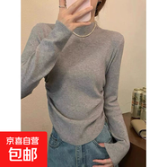高領(lǐng)長袖打底衫女秋冬內(nèi)搭修身顯瘦上衣女秋冬新款 灰色 XL