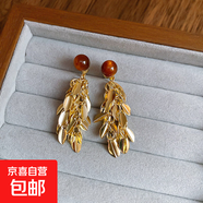 銀針跨境花朵流蘇耳釘歐美小眾設(shè)計(jì)耳環(huán)女時(shí)尚氣質(zhì)耳飾輕奢高級(jí)感 6#銀針-金色-咖色