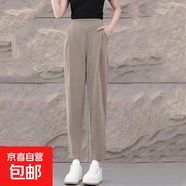 2025新款大碼休閑鐮刀褲秋冬季加絨高腰顯瘦哈倫小腳女士褲子ZHFS 卡其色 2XL
