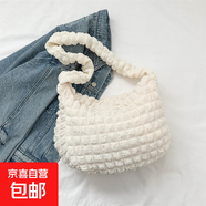 辛芷蕾同款2025夏季時(shí)尚單肩包斜挎包泡泡紗簡(jiǎn)約氣質(zhì)通勤包包女包 白色/
