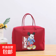 抖音同款卡通旅行包大容量行李收納袋輕便時(shí)尚韓版毛氈手提衣物韓 紅色米奇