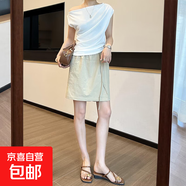 立體腰美式工裝短裙女夏季2025新款速干高腰a字裙包臀半身裙褲 卡其色 3XL 【建議140-160斤】