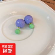 銀針布藝花朵耳環(huán)海邊度假風(fēng)時(shí)尚百搭耳釘個(gè)性氣質(zhì)耳飾送女友禮物 35#鋼針-紫色