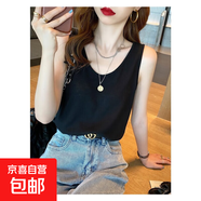 【都市麗人制造商】V領(lǐng)吊帶內(nèi)搭女寬松棉麻遮副乳小背心外穿 黑色【寬吊帶】 XL  【106-120斤】