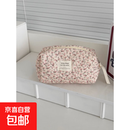 跨境燈芯絨粉色滿面碎花化妝包多功能旅行便攜小清新ins 風(fēng)收納包 燈芯絨滿面碎花（粉色）【八角包】