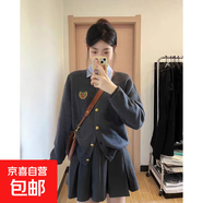 錦裳淑英倫風(fēng)高級感早春秋季針織毛衣外套開(kāi)衫女裝新款長(cháng)袖刺繡上 灰色 2XL