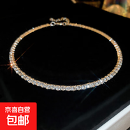 法式鑲鉆花朵珍珠項鏈時(shí)尚輕奢氣質(zhì)鎖骨鏈小眾送女友禮物飾品配飾 4#項圈-銀色-單層