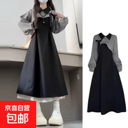 法式黑色長(zhǎng)袖連衣裙子女秋冬季2025新款小個(gè)子入秋一整套穿搭套裝 灰色套裝 XL 【建議120-130斤】