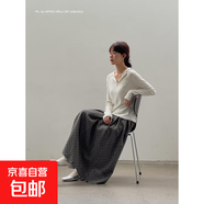 女裝半身裙復(fù)古A字半裙春秋季新款包臀百褶裙圣約翰桃心波點(diǎn)裙 灰色 M (80-110斤)