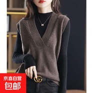 馬甲女春秋季外穿V領(lǐng)2025新款女士毛衣針織外搭女式背心爆款上衣 1055咖啡色 L  【建議111斤-120斤】