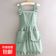 夏季新款燈芯絨圍裙廚房家用時(shí)尚洋氣公主風(fēng)防油污透氣做飯圍腰女 燈芯絨公主裙-綠色