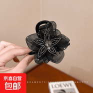 網(wǎng)紗花朵抓夾女2025新款扎馬尾發(fā)夾后腦勺發(fā)卡丸子頭鯊魚(yú)夾子頭飾 黑色1個(gè)裝