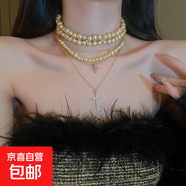 法式輕奢鑲鉆蝴蝶珍珠款項鏈女小眾百搭鎖骨鏈時(shí)尚情人節禮物飾品 51#項鏈-金色