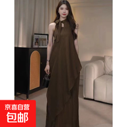 連衣裙女2025夏季新款無袖氣質法式高級感不規(guī)則顯瘦裙子1690 咖色 S 【100斤以下】