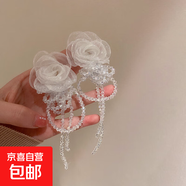 銀針流蘇花朵花卉長(zhǎng)款仙女款耳墜耳釘女度假風(fēng)小眾手作夸張耳環(huán)女 11#銀針-白色花朵水晶流蘇