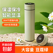 【京東物流配送】智能顯溫保溫杯不銹鋼高顏值保熱保冷 豆蔻綠 480ml 304