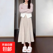 慵懶風(fēng)垂感半身裙女夏季薄款高腰顯瘦a字休閑灰色長(zhǎng)裙到腳踝ZHFS 202-杏色 2XL 2XL