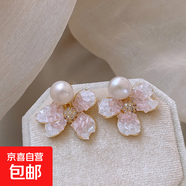 漸變水晶花朵時(shí)尚百搭耳釘女小眾設(shè)計(jì)輕奢耳墜法式潮流感耳飾 粉色
