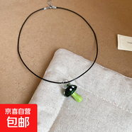 琉璃暈彩蘑菇吊墜項鏈夏日小清新百搭氣質(zhì)鎖骨鏈設計感小眾頸鏈女 項鏈-綠色
