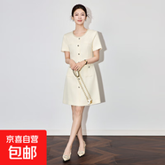 小香風(fēng)短袖連衣裙女2025夏季新款小個(gè)子法式氣質(zhì)名媛高端顯瘦裙子 白色 S