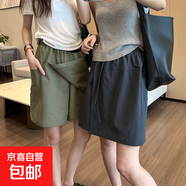 立體腰美式工裝短裙女夏季2025新款速干高腰a字裙包臀半身裙褲 綠色 L 【建議105-115斤】