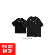 100%短袖T恤男女款情侶裝夏款短袖上衣夏裝寬松短LHFS 黑色常規款男女通用款 XL