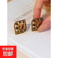 s925銀針咖色水晶夸張菱形大耳釘輕奢氣質(zhì)小眾設(shè)計(jì)洋氣感耳飾 主圖款