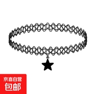 歐美編織松緊彈性項鏈魚(yú)線(xiàn)女鎖骨鏈頸帶項圈學(xué)生紋身脖飾女 黑色魚(yú)線(xiàn)星星