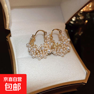 銀針?shù)喪┗魈K珍珠耳釘女小眾百搭耳環(huán)時(shí)尚氣質(zhì)耳飾輕奢高級感 53#耳扣-金色-環(huán)保（真金電鍍）