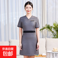 2025新款新風(fēng)女團(tuán)體服技師前臺(tái)酒店工作服選款春夏美容院養(yǎng)生館 深灰色（單件連衣裙） 2XL