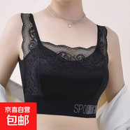 無鋼圈蕾絲花邊抹胸內(nèi)衣女聚攏調(diào)整型美背心運動無痕文胸加大碼 【黑色】 XL 碼【130-150斤】