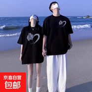 情侶裝T恤2025新款夏裝disoo短袖小眾純棉夏季衣服潮牌 黑色女 3XL